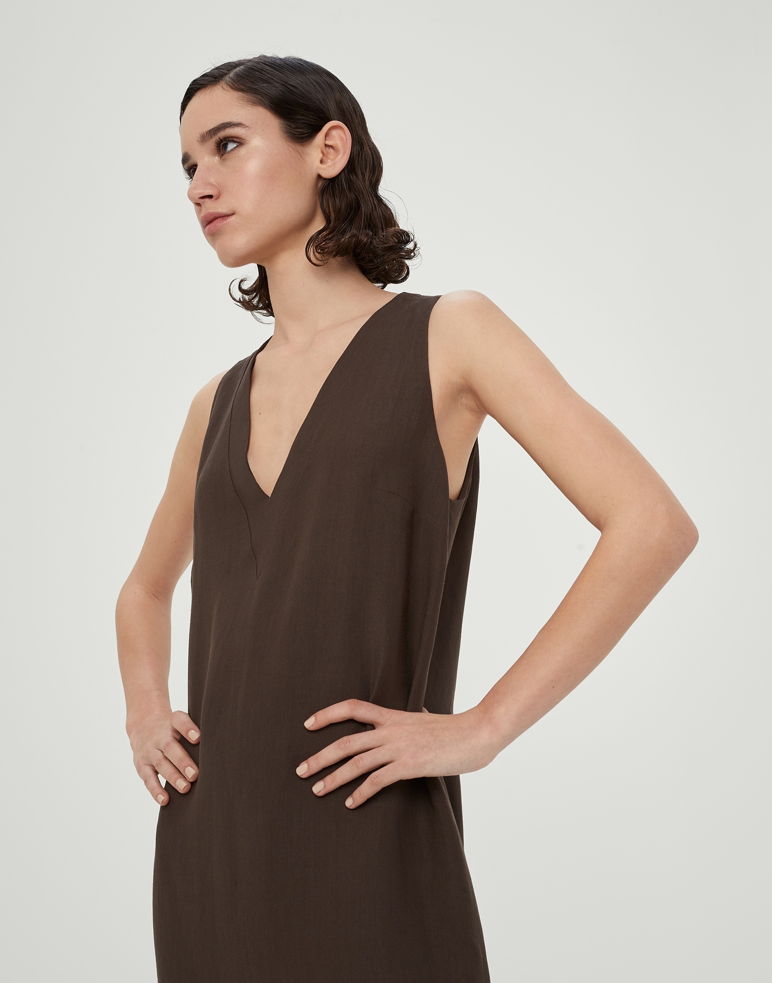 ワンピース Brunello Cucinelli Fluid Twill Sleeveless Dress Fluid twill Tank dress for Woman in White | Brunello Cucinelli