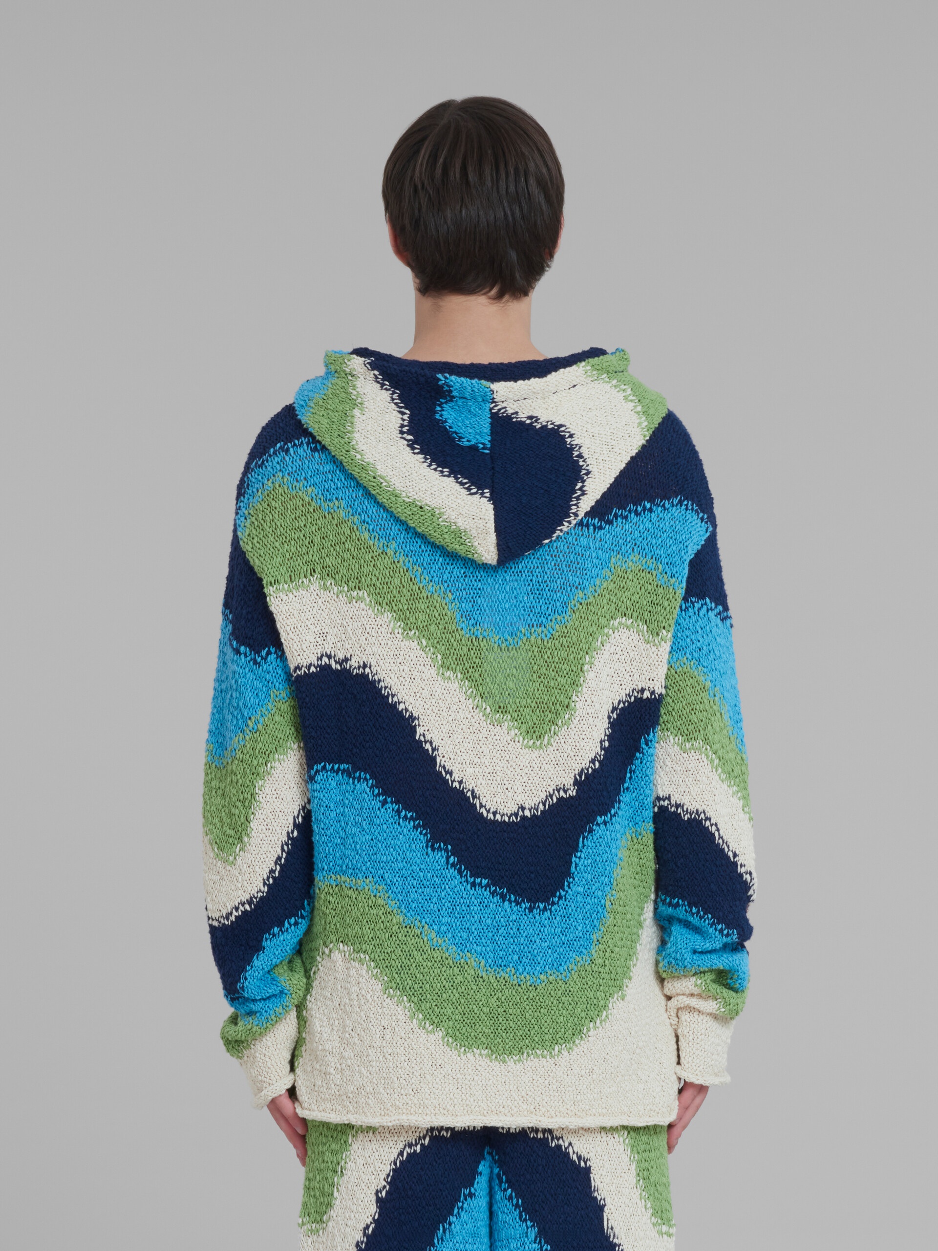 BLUE COTTON JUMPER WITH HOOD - 3
