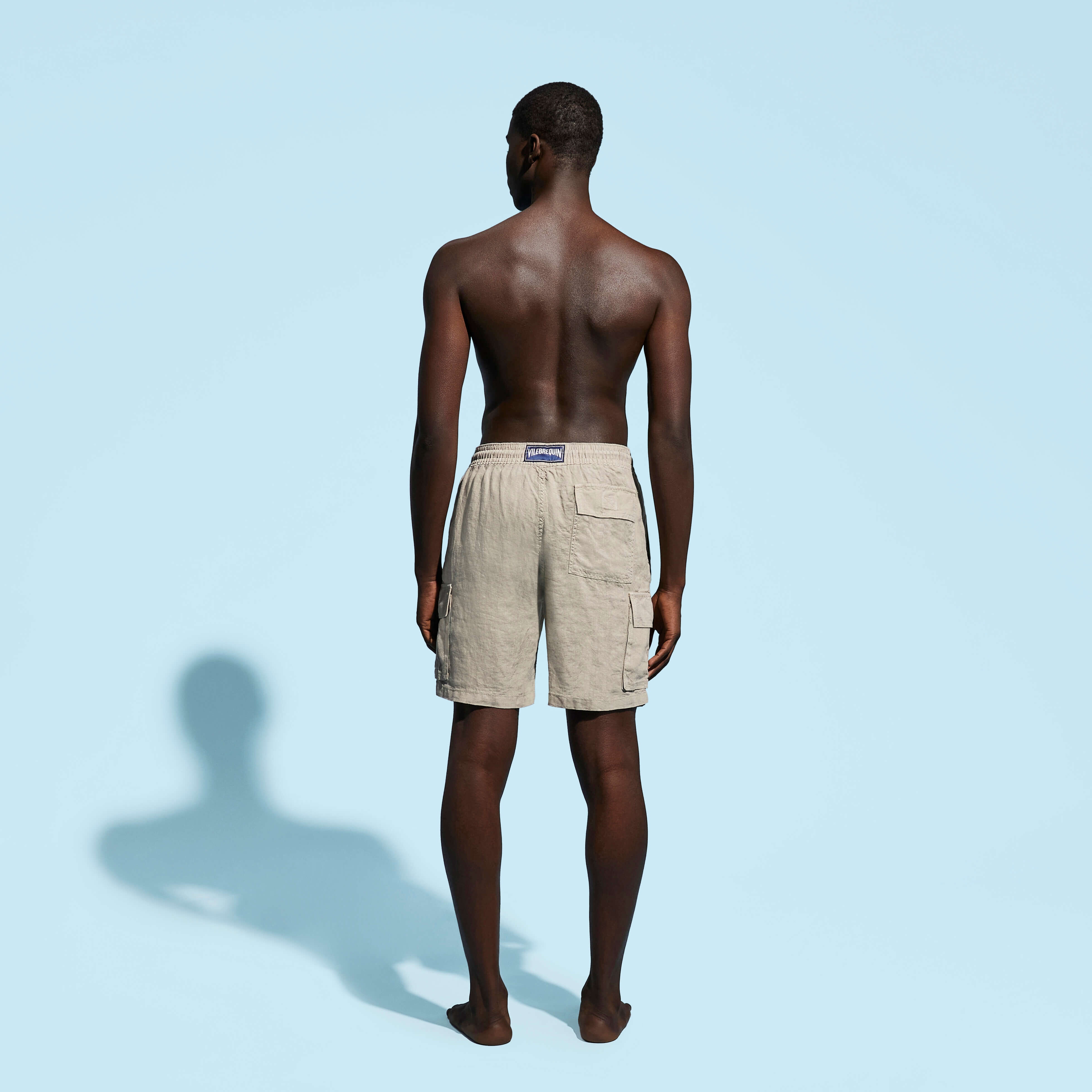 Men Linen Bermuda Shorts Cargo Pockets - 4