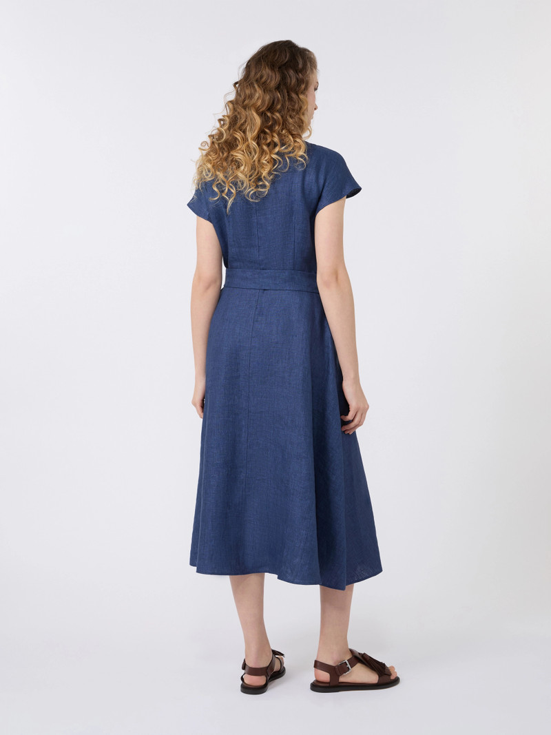 ESORDIO Linen canvas midi dress - NAVY 4