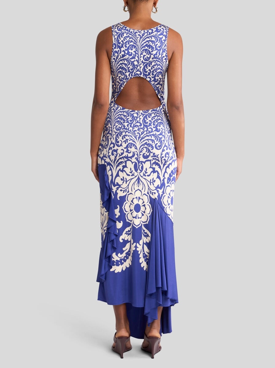 LONG JERSEY DRESS WITH FLOUNCE AND PRINT - 5