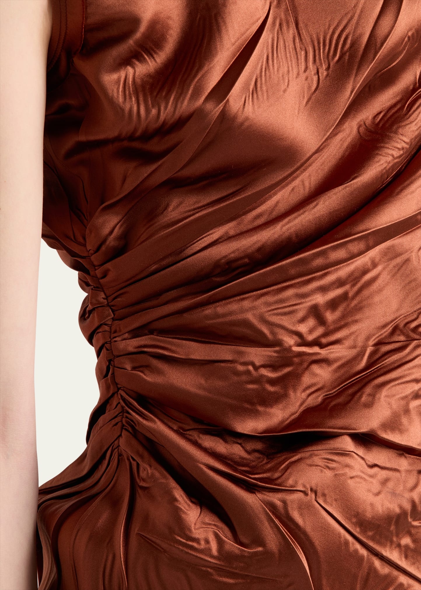 Ruched Satin Silk Dress - 4