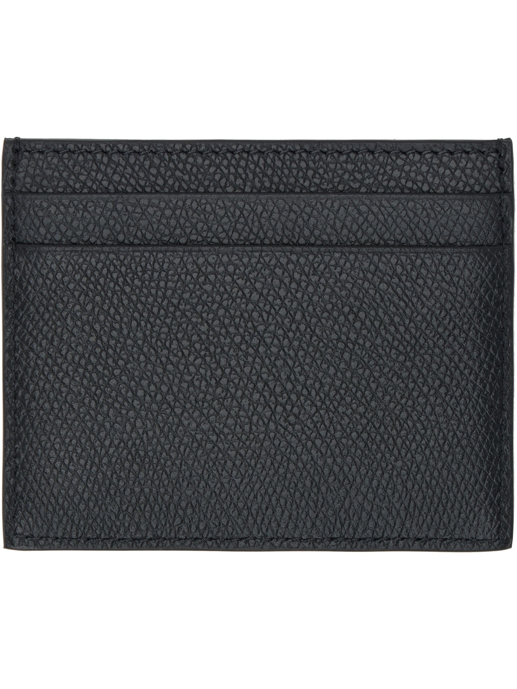 Black VLogo Signature Grainy Calfskin Card Holder - 2
