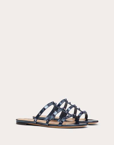 Valentino Rockstud Flat Metallic Nappa Slide Sandal outlook