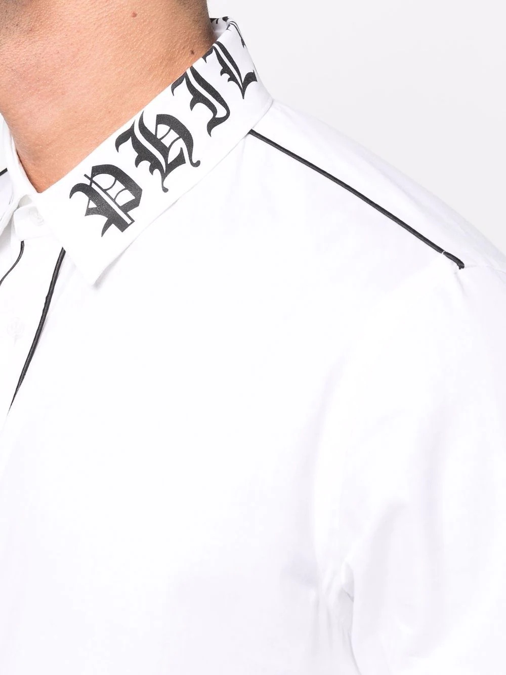 logo-trim cotton shirt - 5