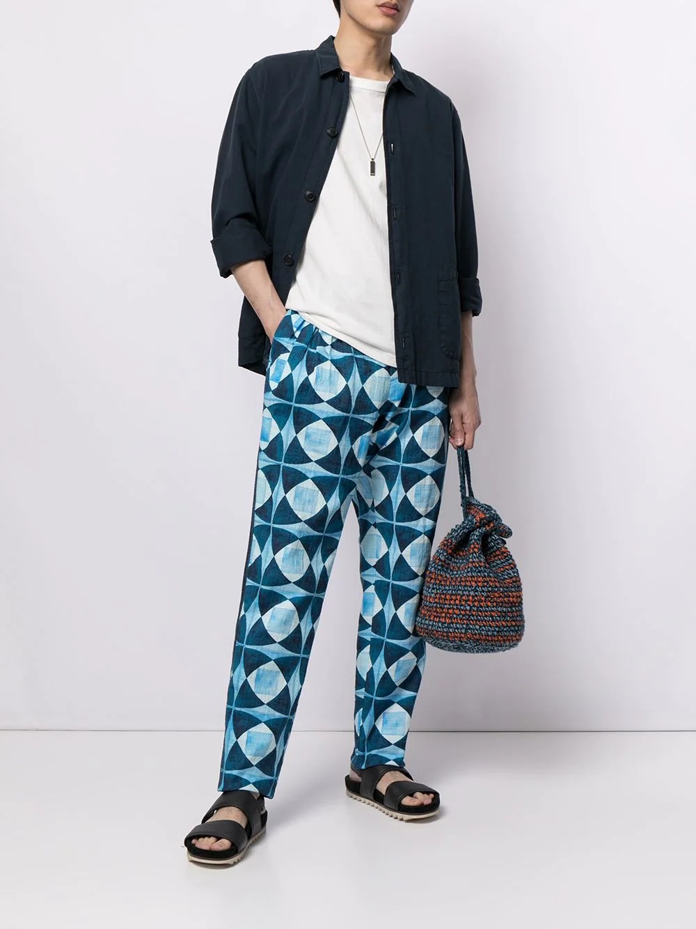 Majolica-print straight-leg trousers - 2