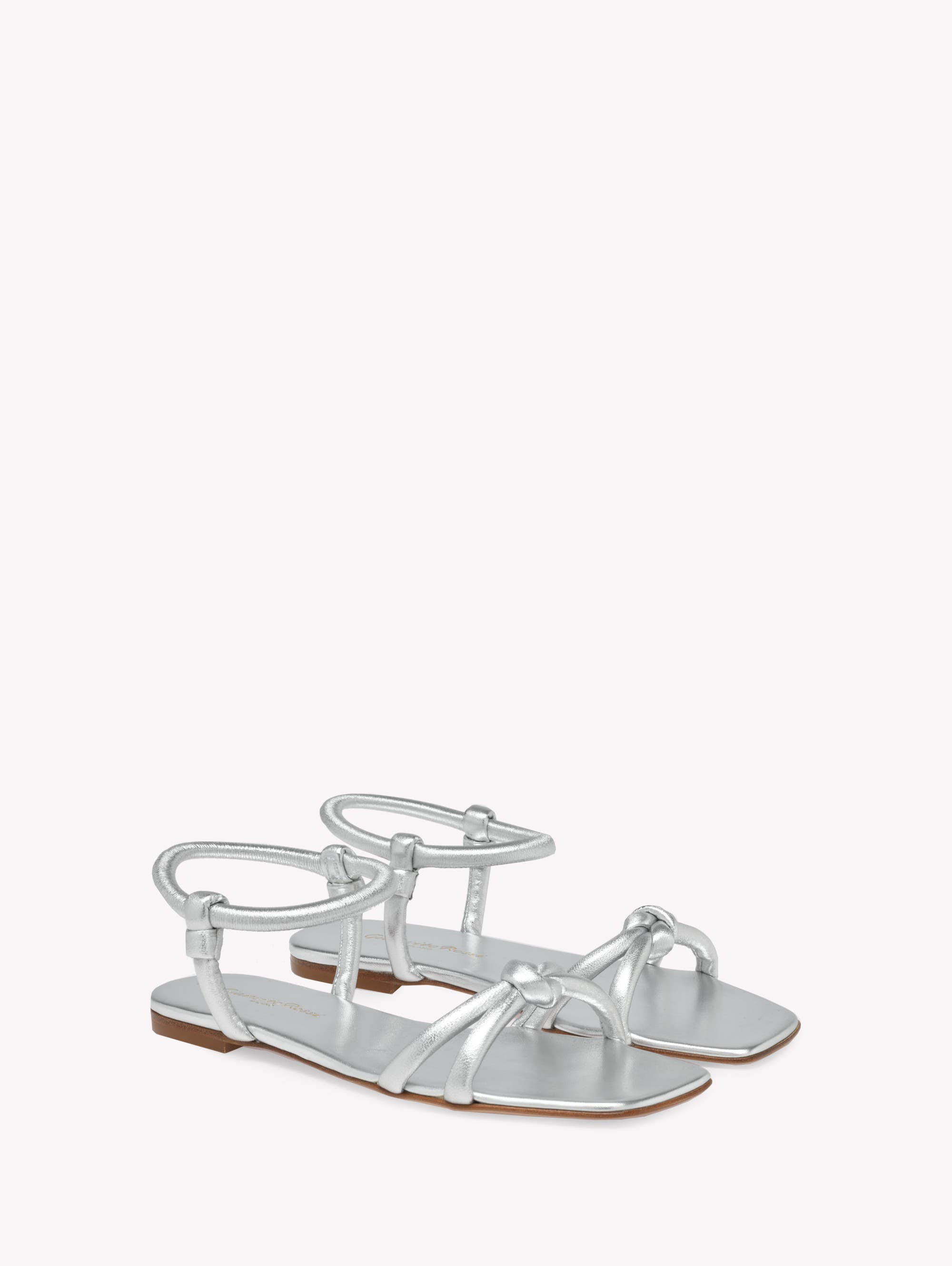 Gianvito Rossi Juno 05 Sandals in Metallic Silver Nappa at Nordstrom - 2