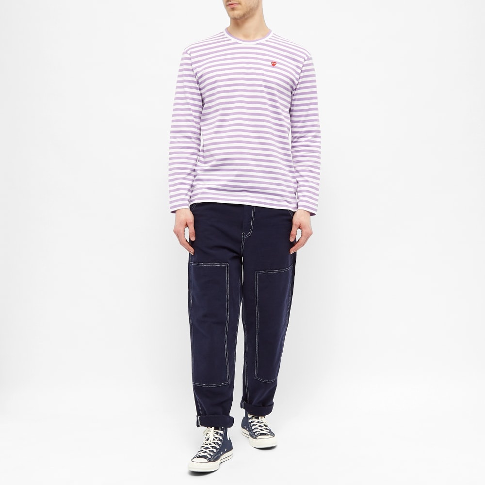 Comme des Garcons Play Little Red Heart Long Sleeve Stripe Tee - 5