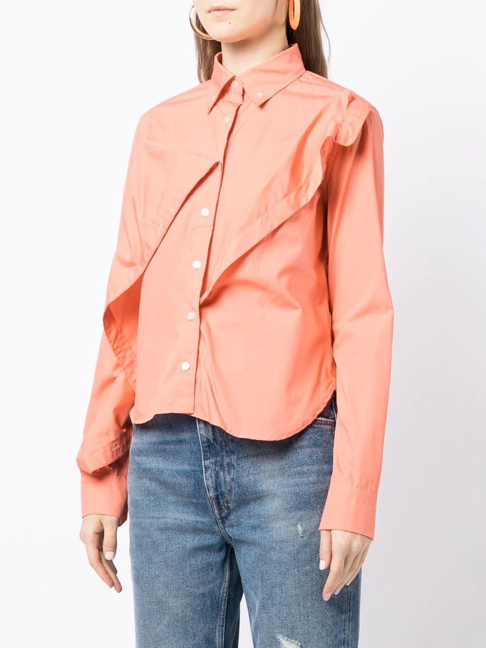 asymmetric-detail long-sleeve shirt - 3