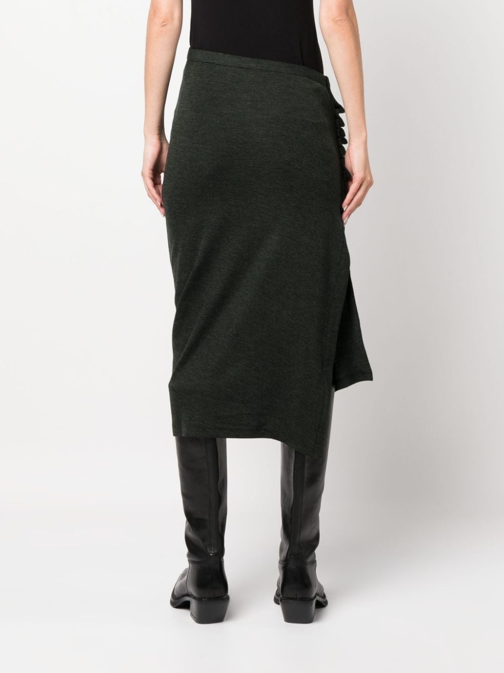 asymmetric gathered midi skirt - 4