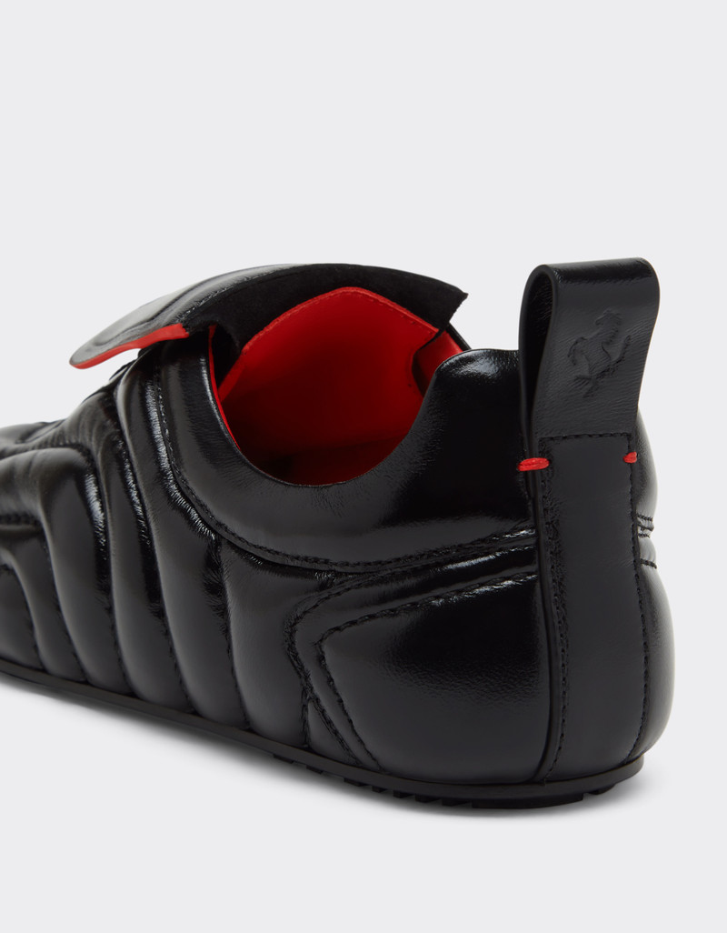 Running trainers in wet-effect leather 5