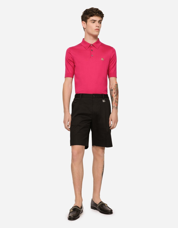Stretch cotton shorts with DG patch - 2