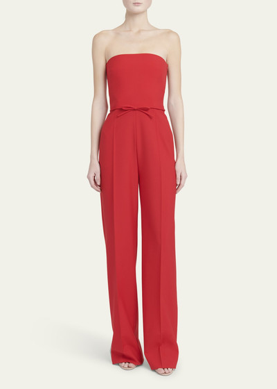 Valentino Strapless Bow-Belt Straight-Leg Jumpsuit outlook