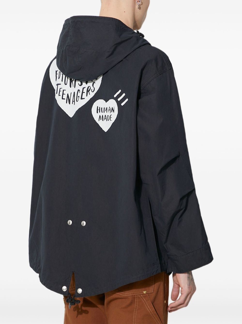 logo-print hooded jacket - 4