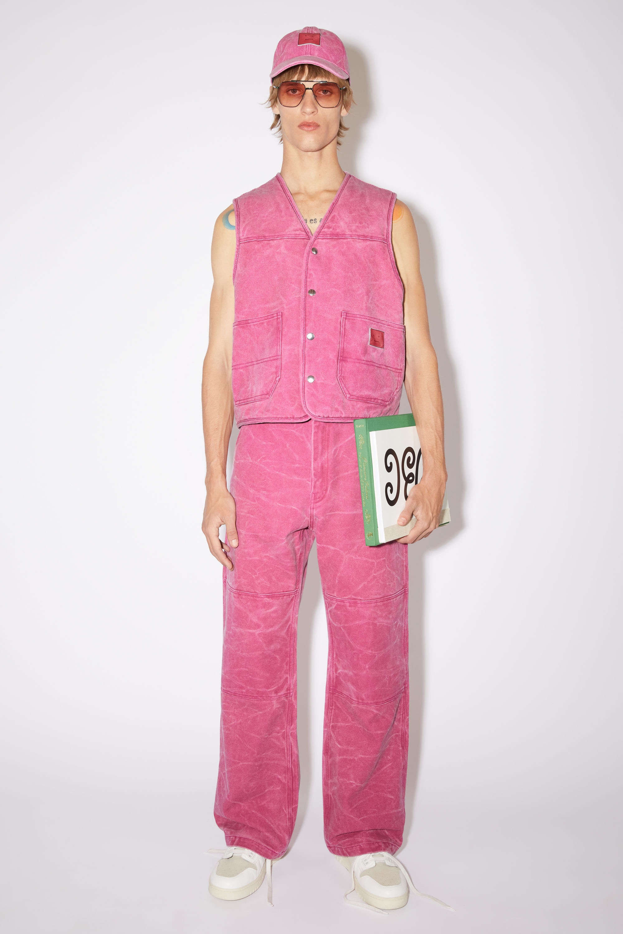 Cotton canvas vest jacket - Fuchsia pink - 2