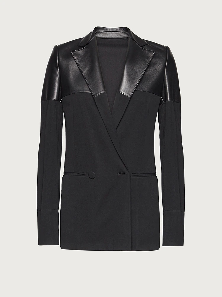 BLAZER WITH NAPPA INSERTS - 3