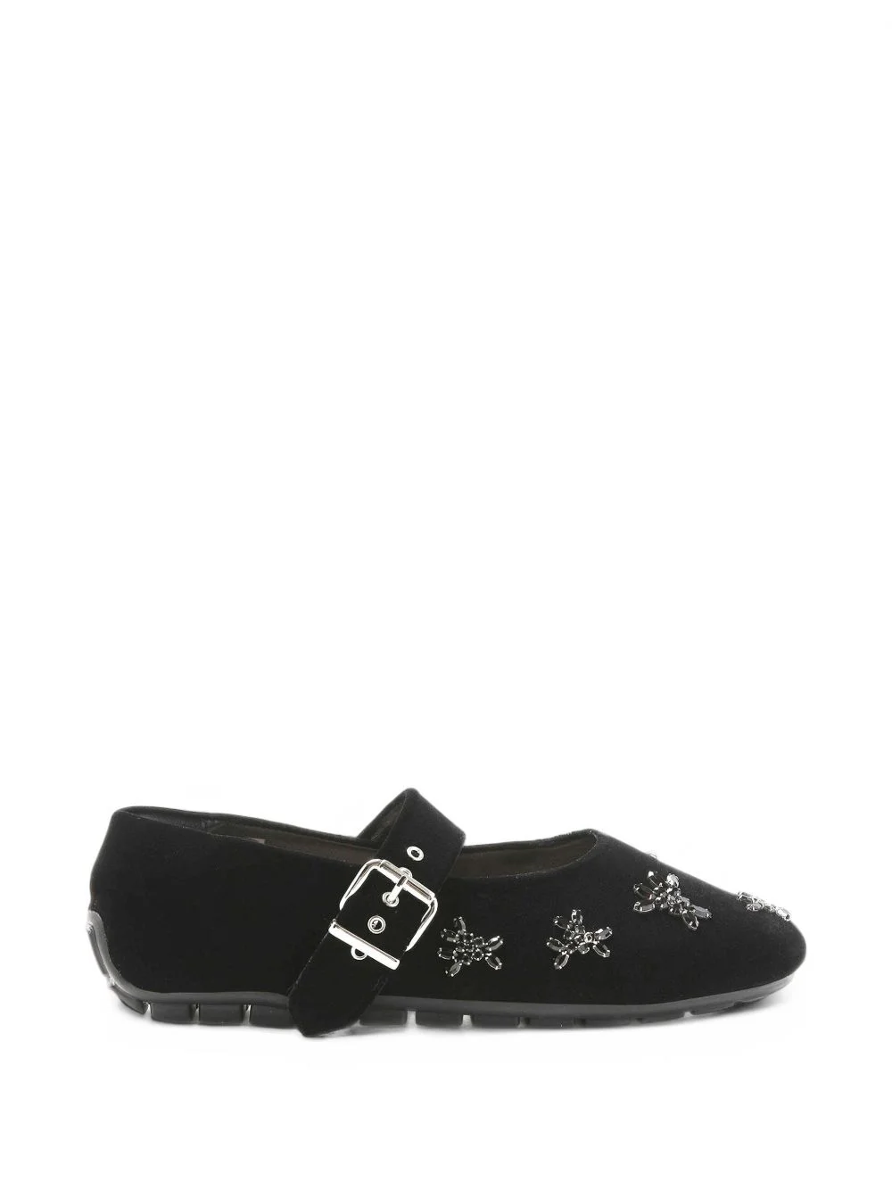 crystal-embellished buckle-strap ballet flats - 1