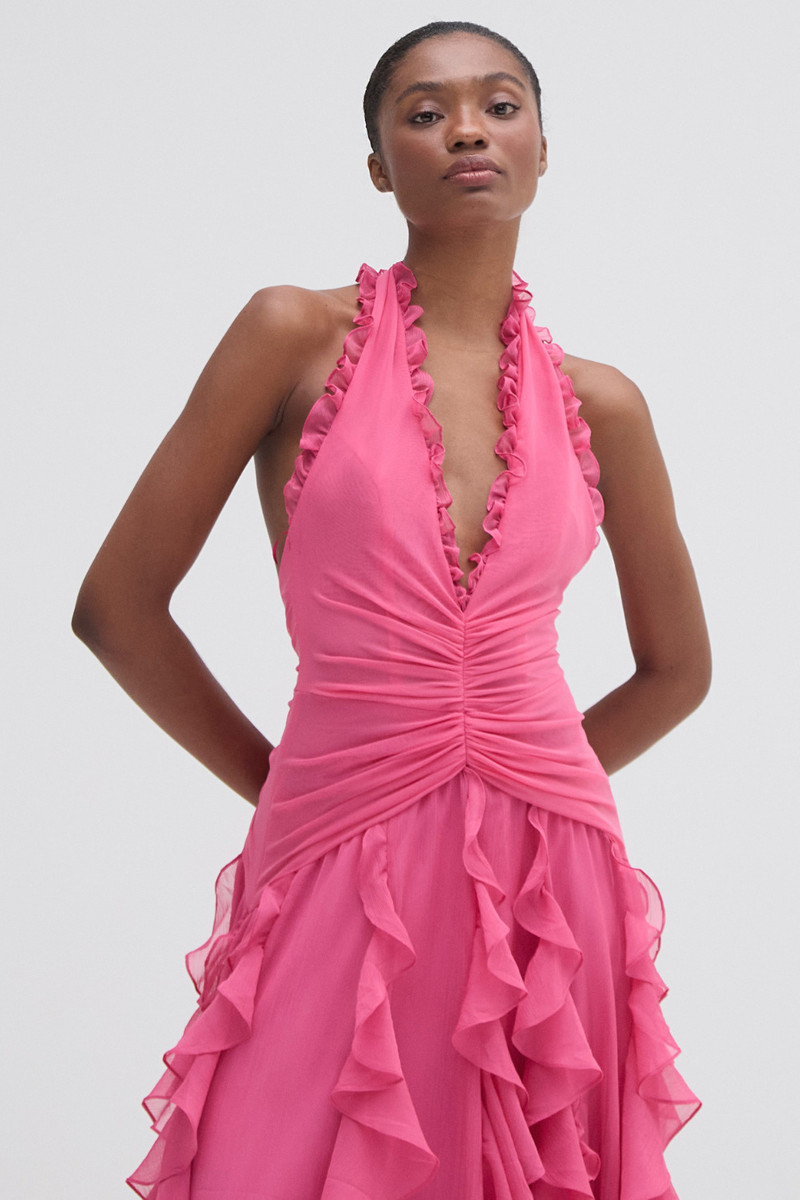 SILK PLISSE PLUNGE GOWN 1
