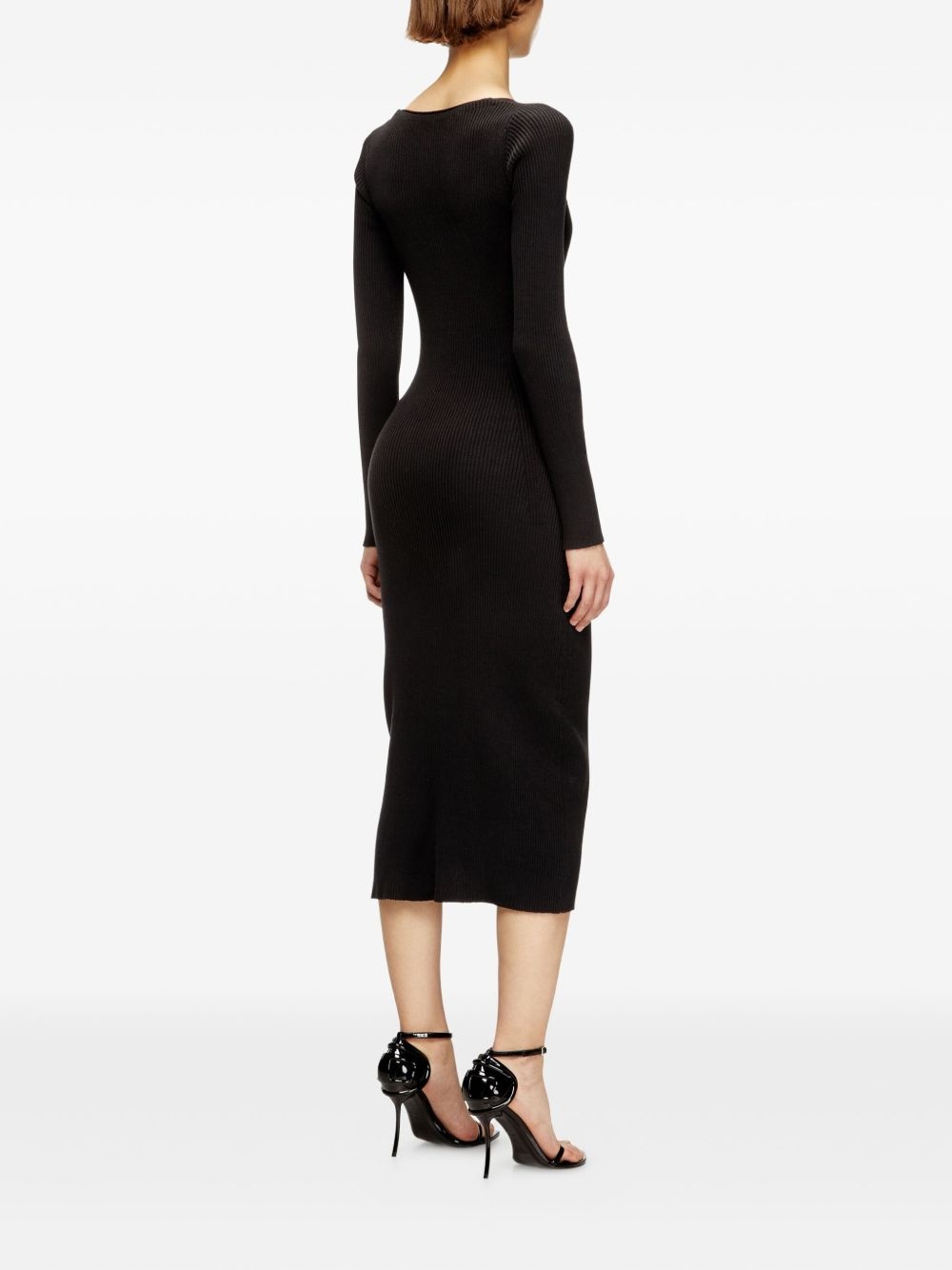 ribbed zip-front pocketed day dress - 3
