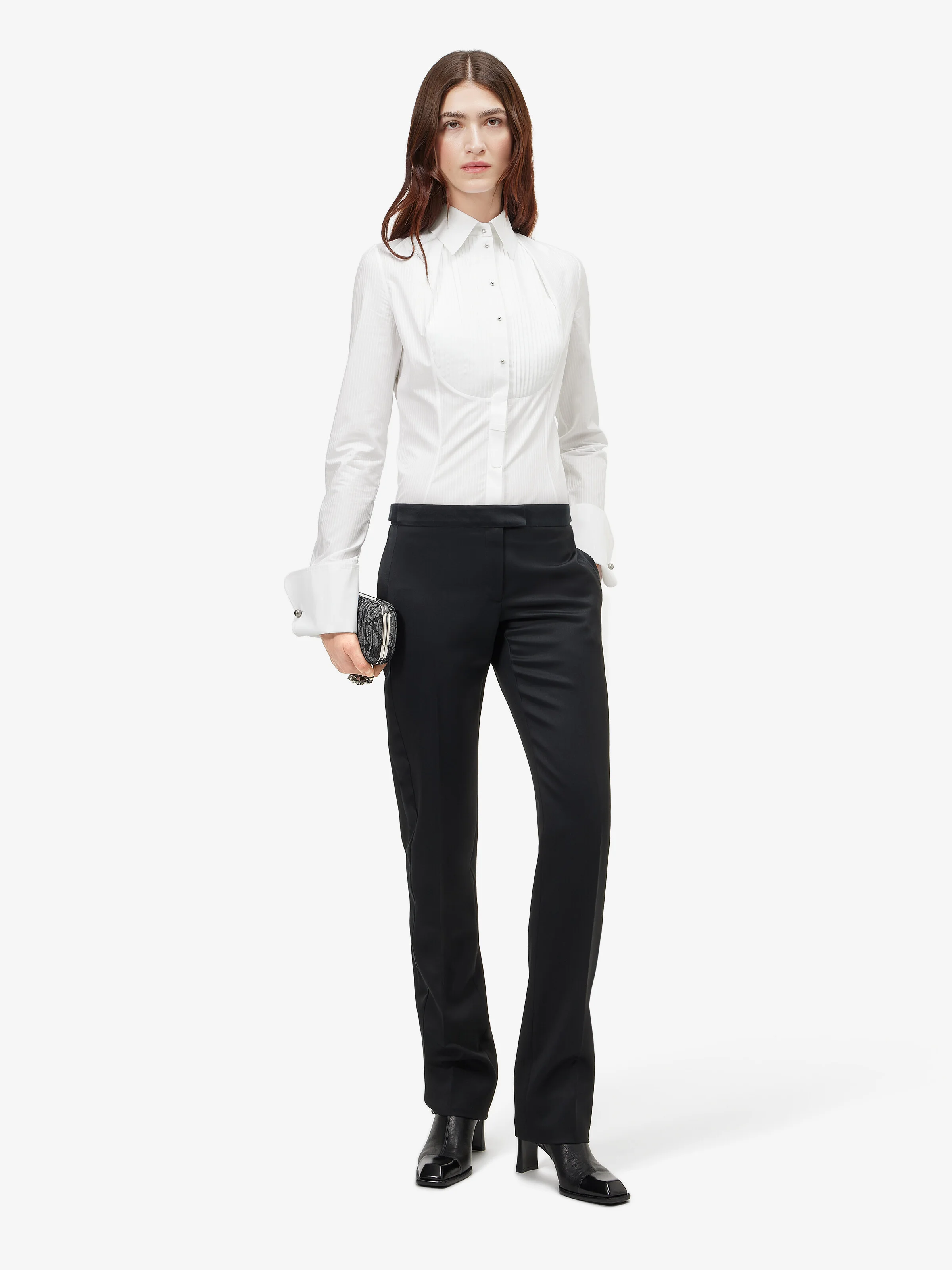 Women's Tuxedo Trousers in Black - 1