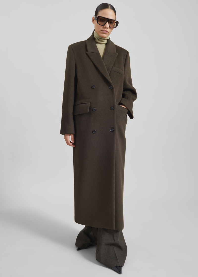 Atlin Wool Double-Breasted Coat - Brown 4