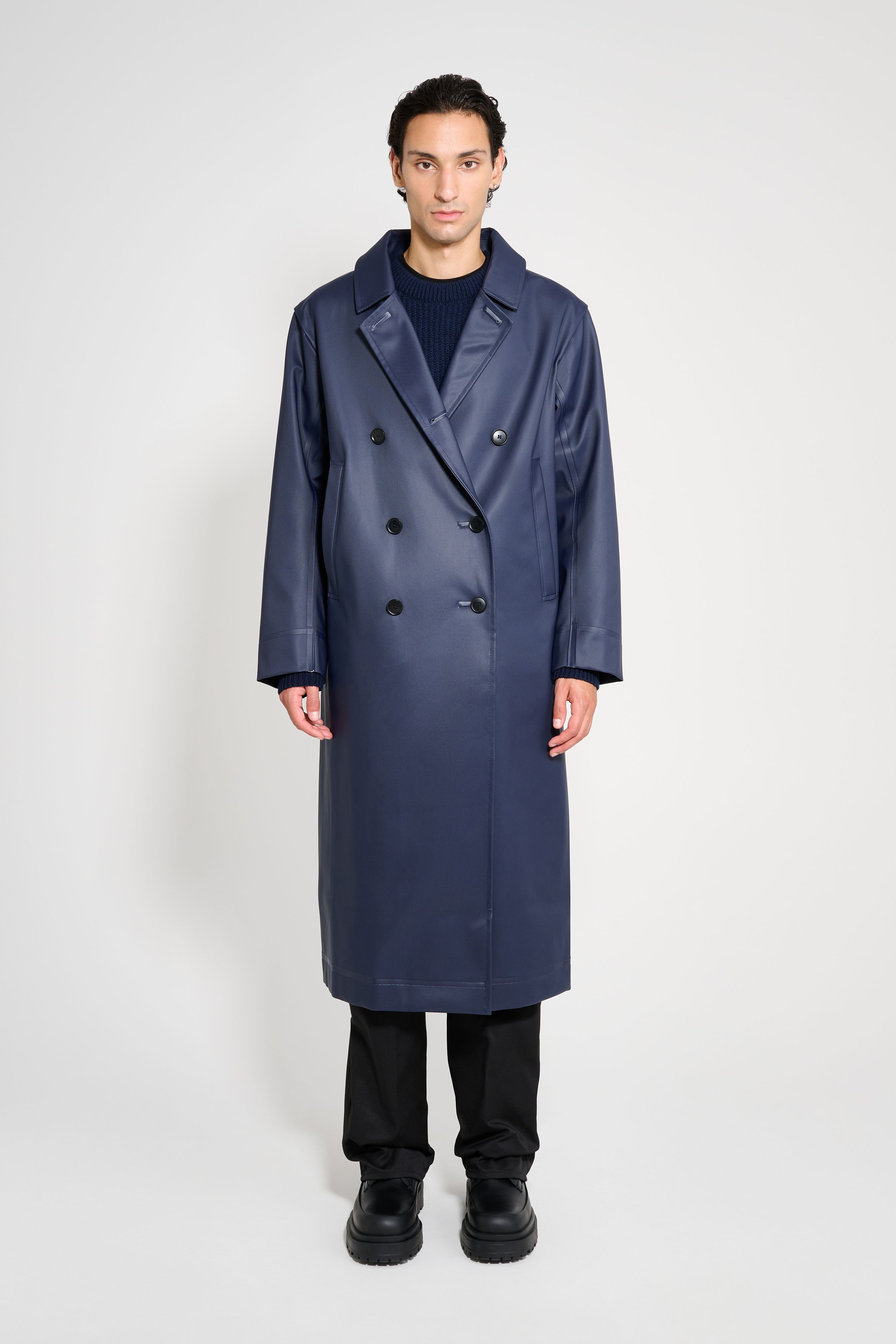 Rosenbad Long Double Breasted Overcoat Navy - 2
