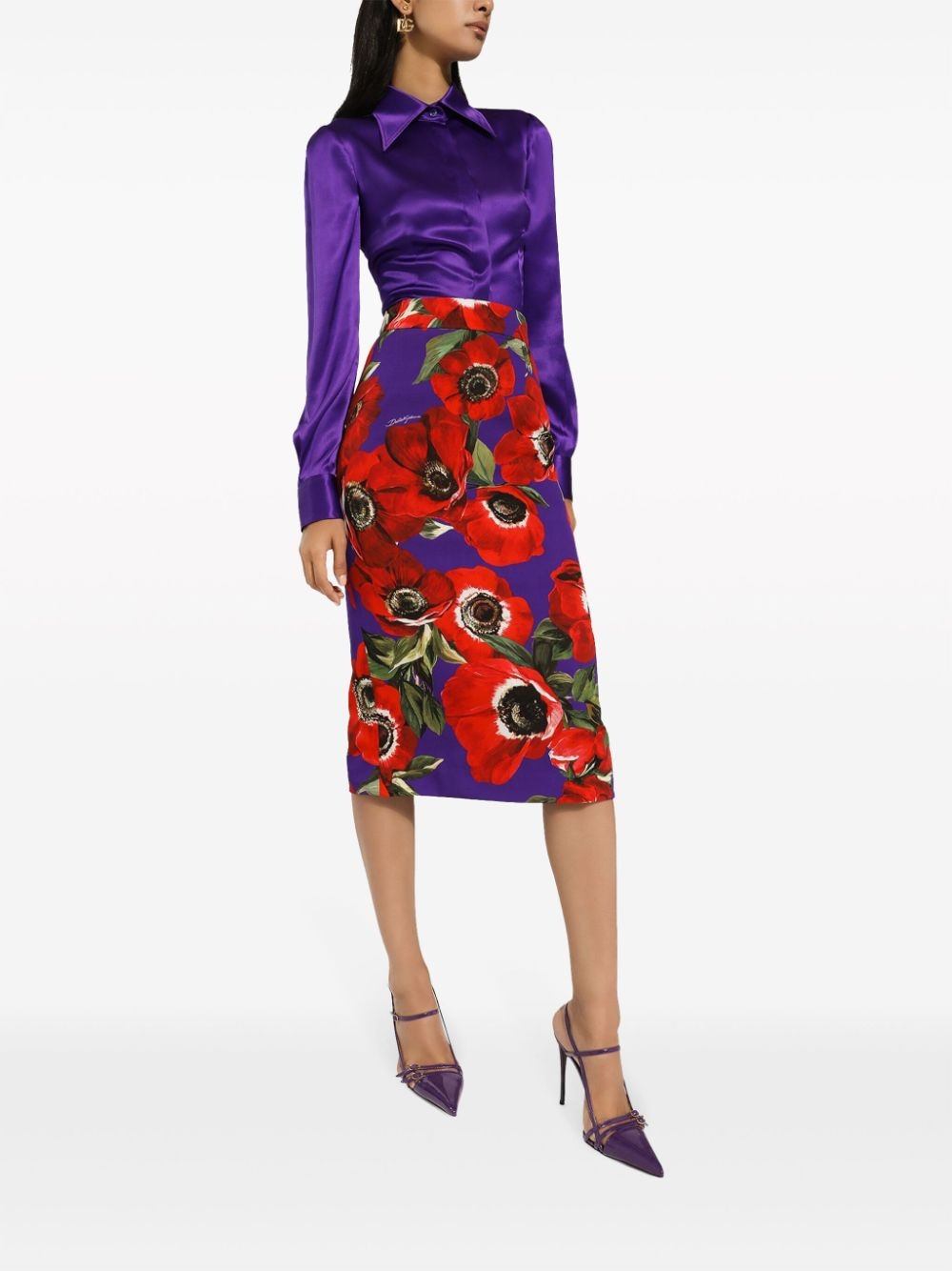 floral-print pencil skirt - 2