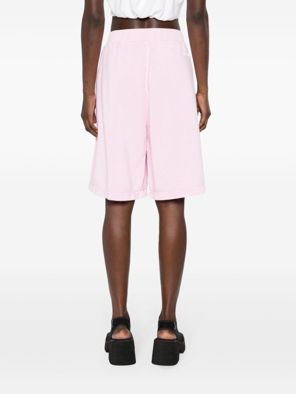 rubberised-logo cotton shorts - 4