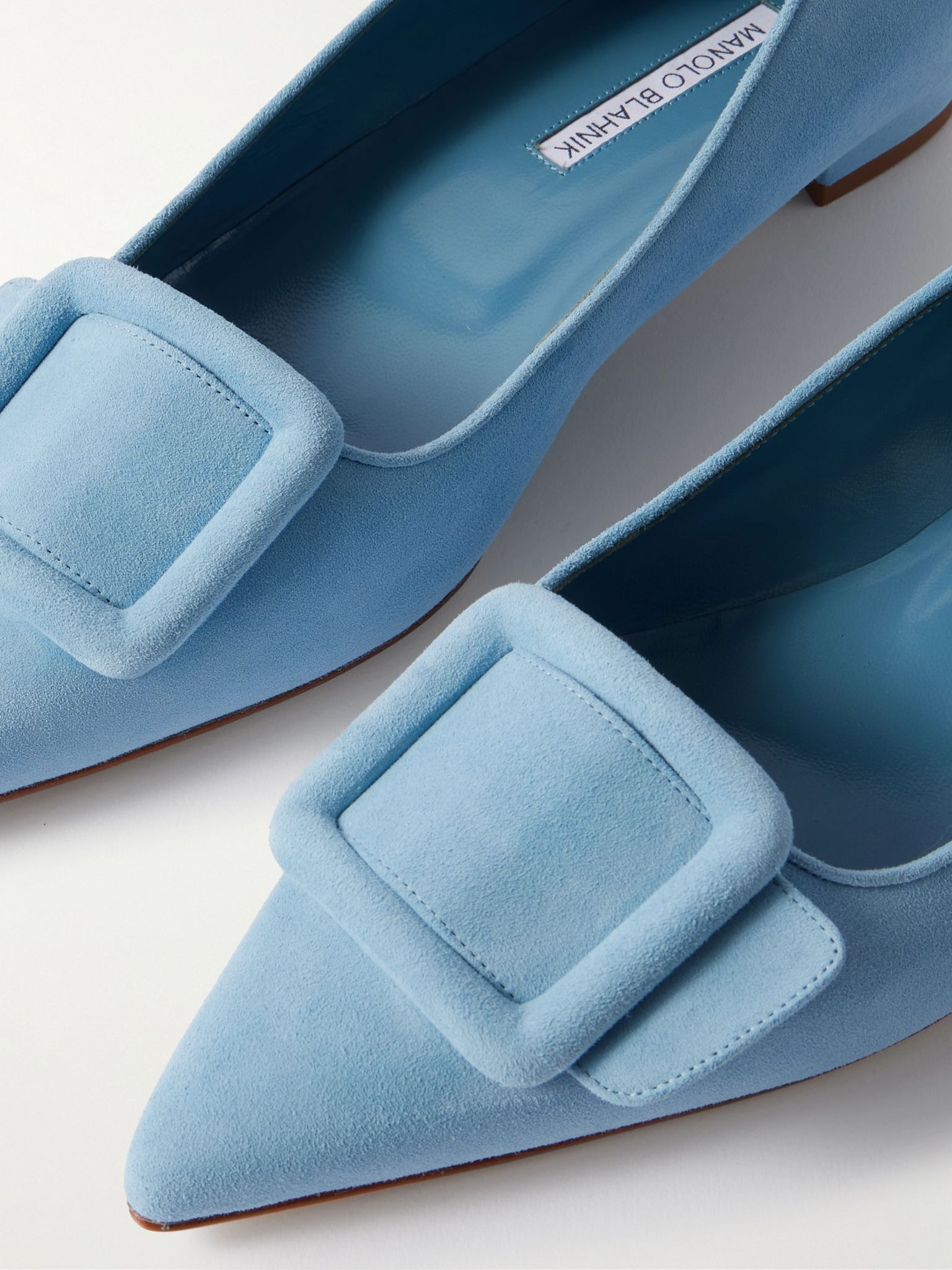 Maysale buckled suede point-toe flats Blue - 4