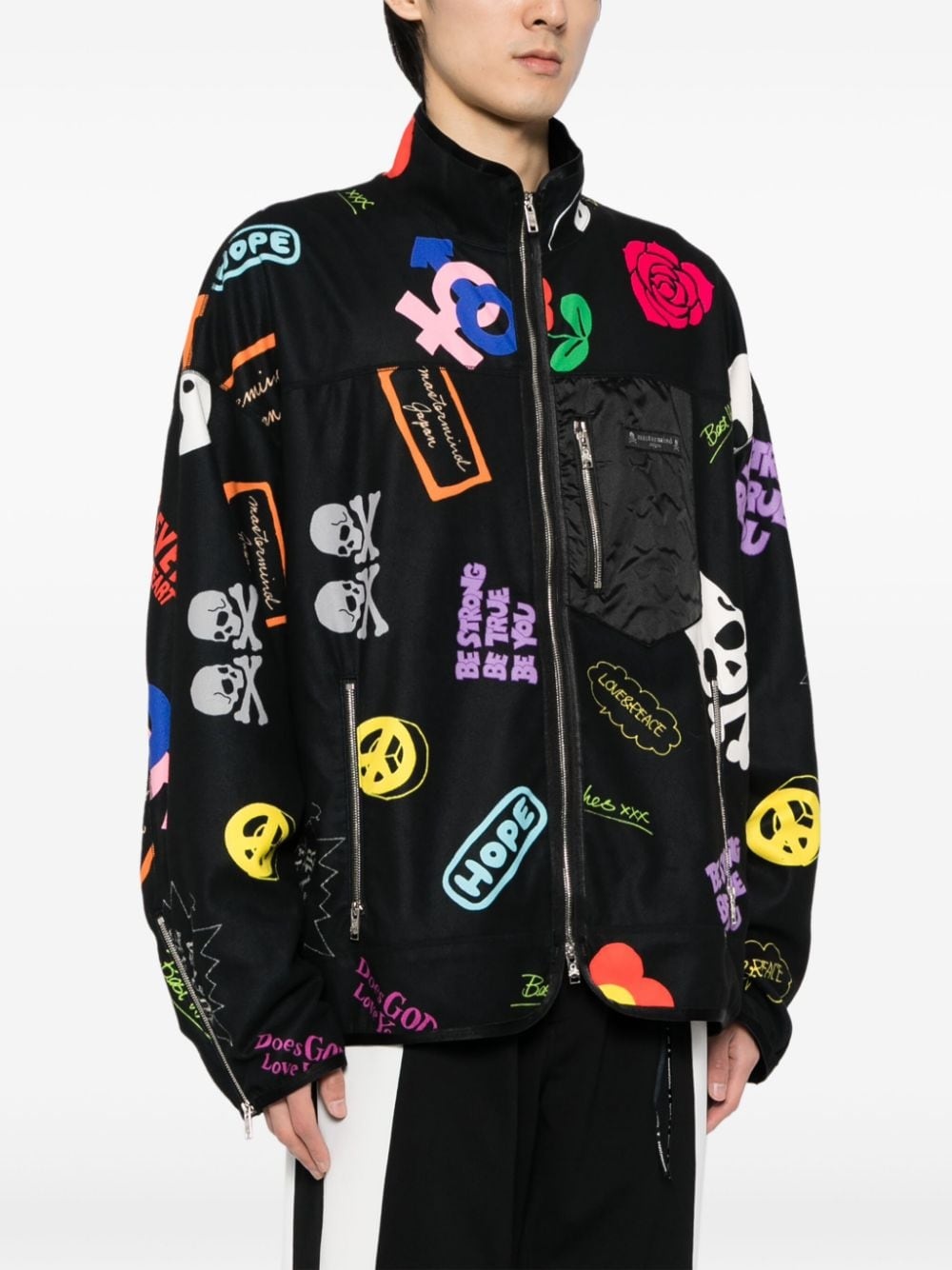 graphic-print zip-up jacket - 3