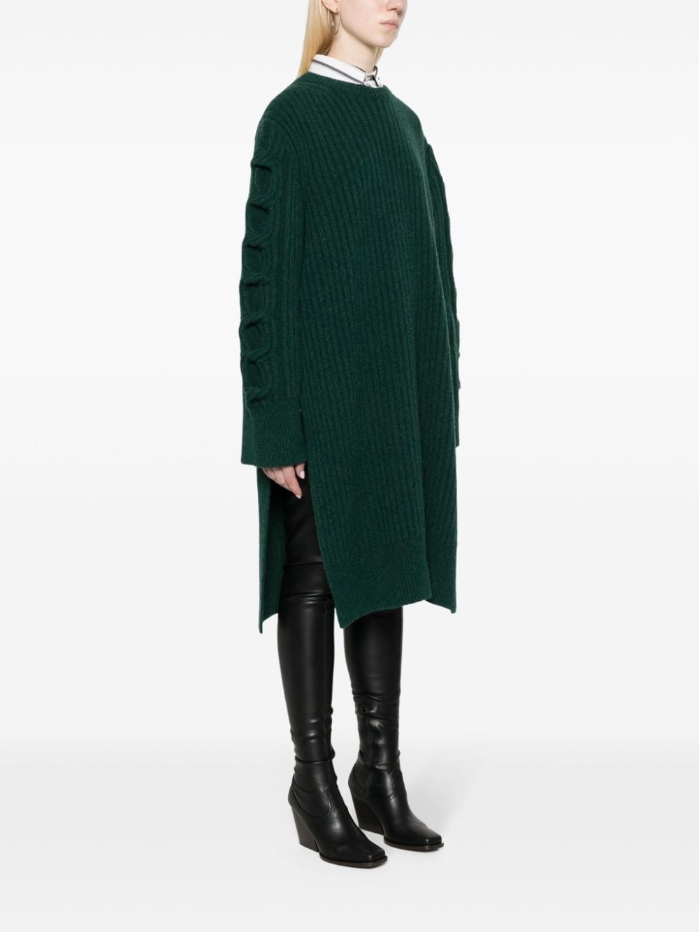 round-neck midi knitted dress - 3