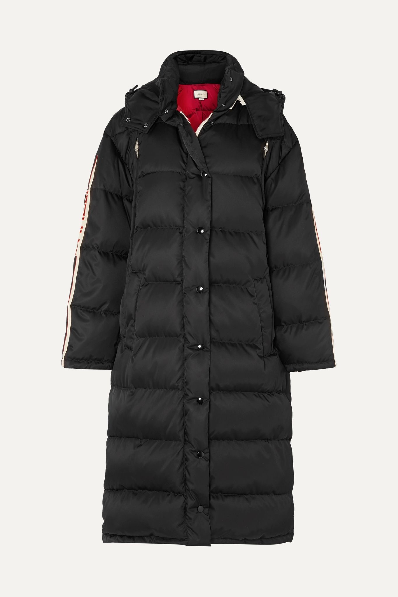 Oversized intarsia-trimmed quilted shell down coat - 1