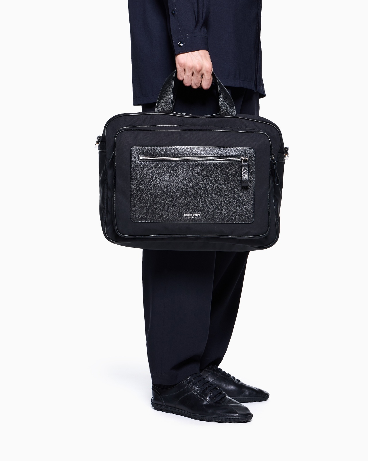 ASV PEBBLED-LEATHER AND NYLON BRIEFCASE - 6