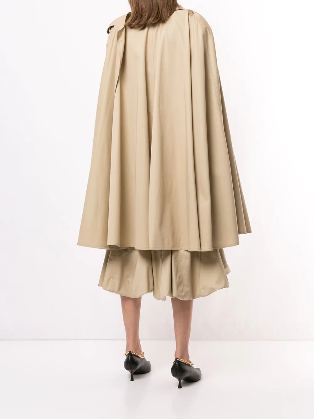 pleated cape-style trench coat - 4