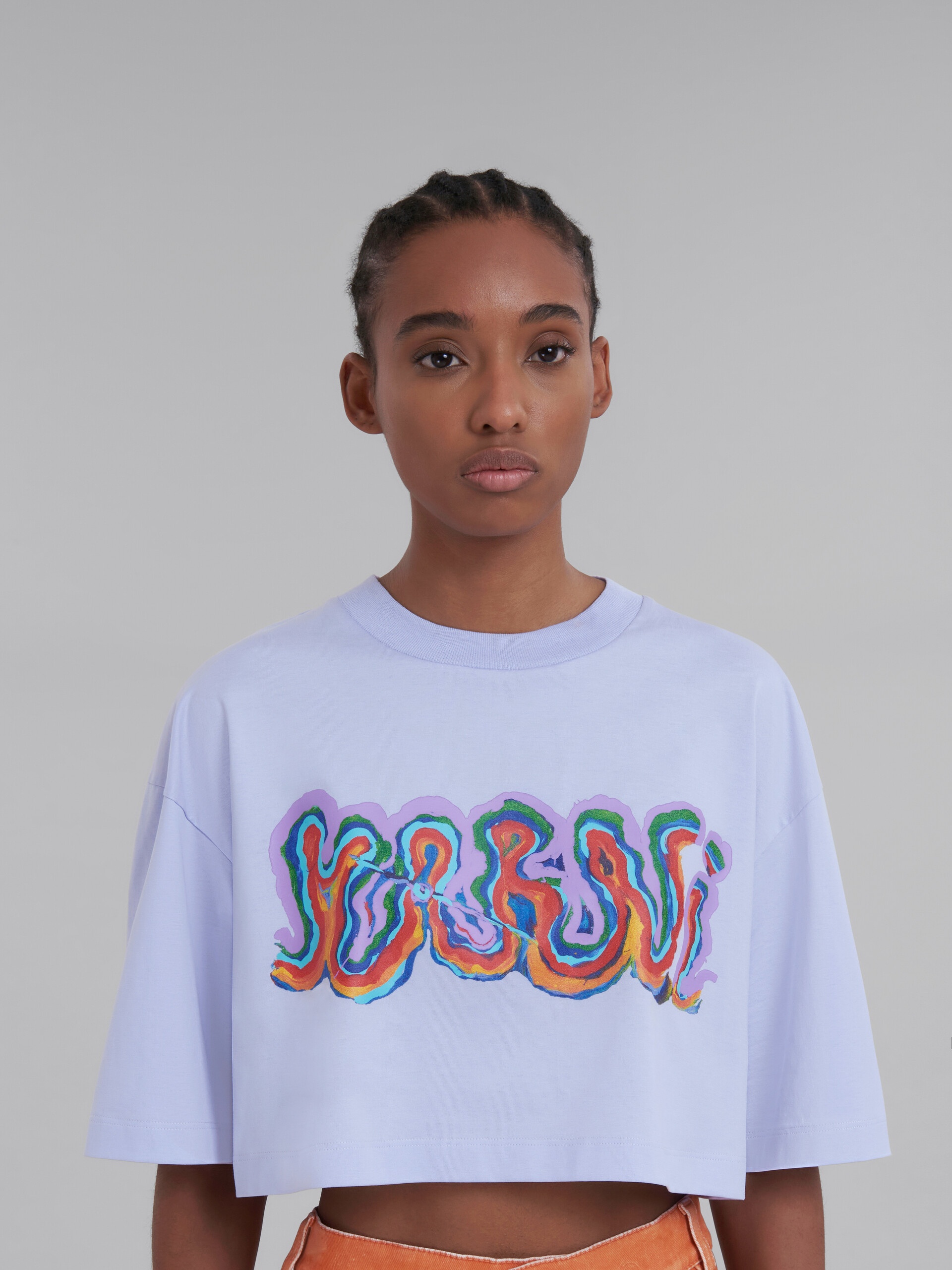 PURPLE JERSEY T-SHIRT WITH RAINBOW PRINT - 4