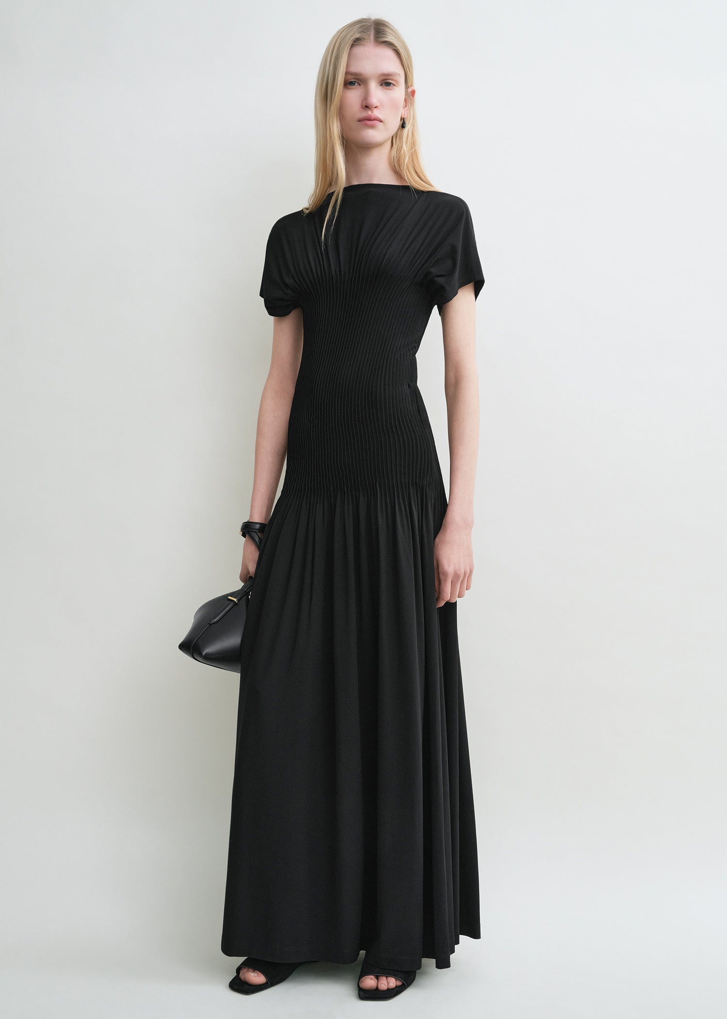 Knife-pleated jersey dress black - 2