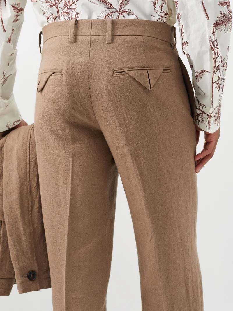 Cropped linen-blend flared trousers - 3