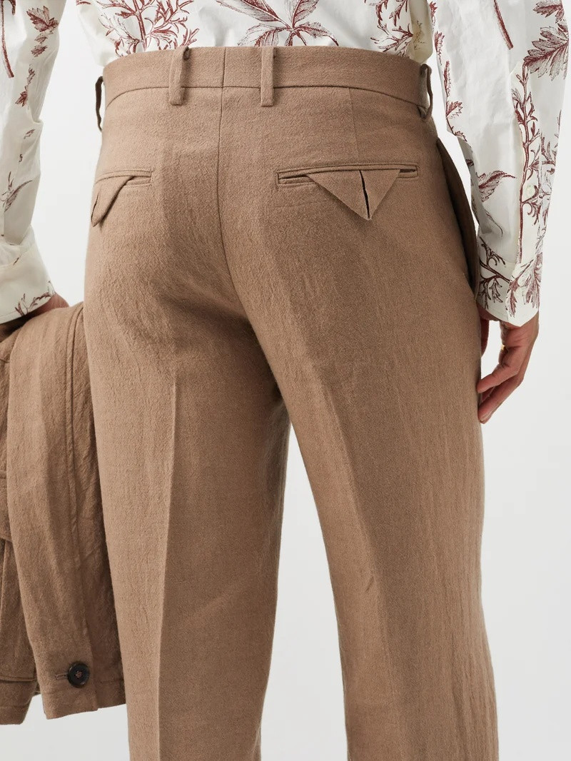 Cropped linen-blend flared trousers 3