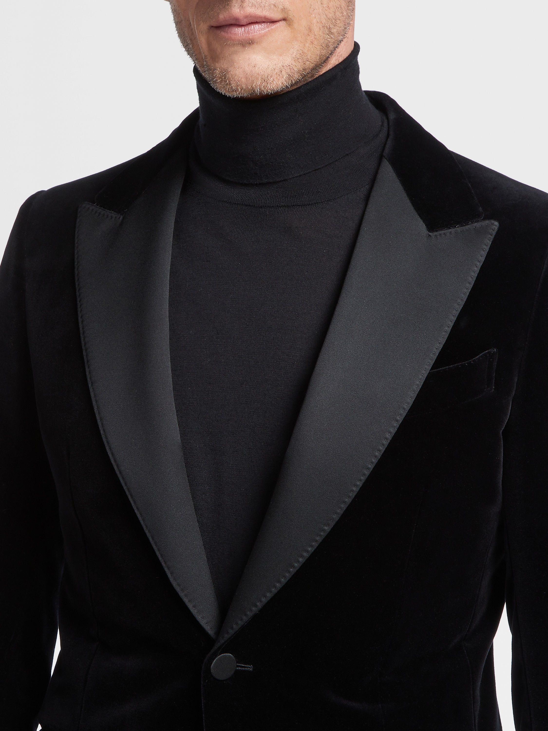 BLACK COTTON EVENING JACKET - 3