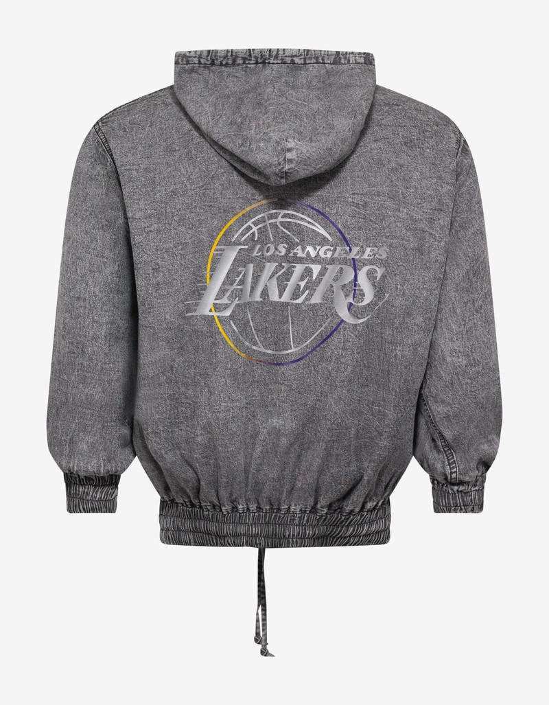 Marcelo Burlon County Of Milan Grey Acid Wash LA Lakers Hoodie outlook