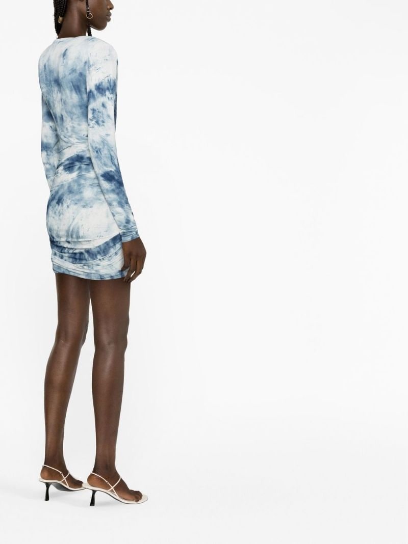 tie-dye print ruched mini dress - 3