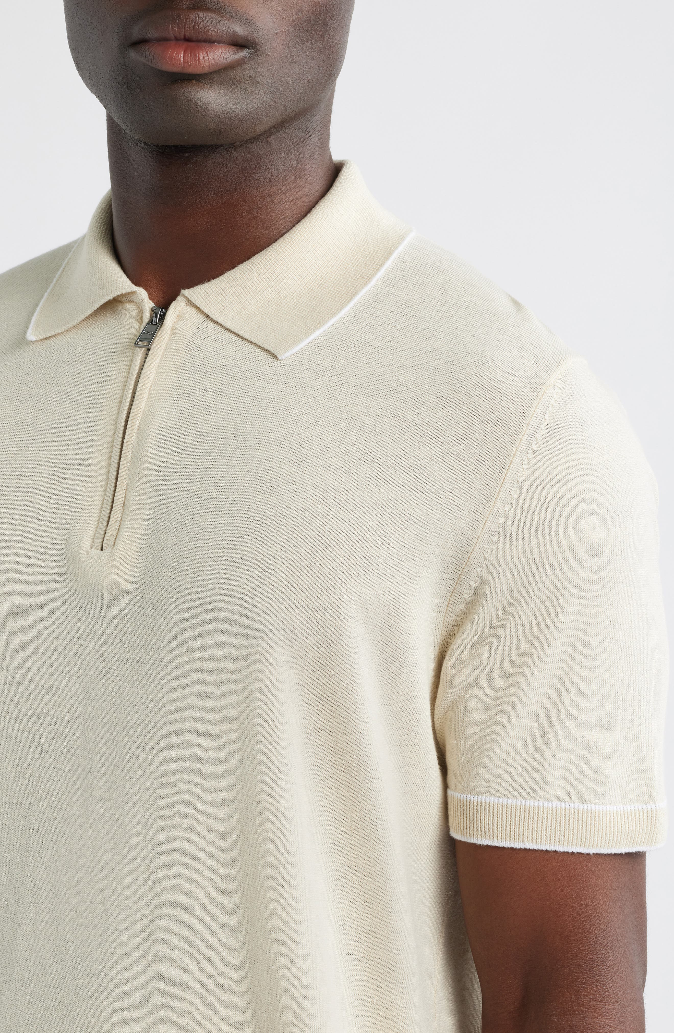 BOSS Jiovanotto Quarter Zip Polo in Open White at Nordstrom - 4