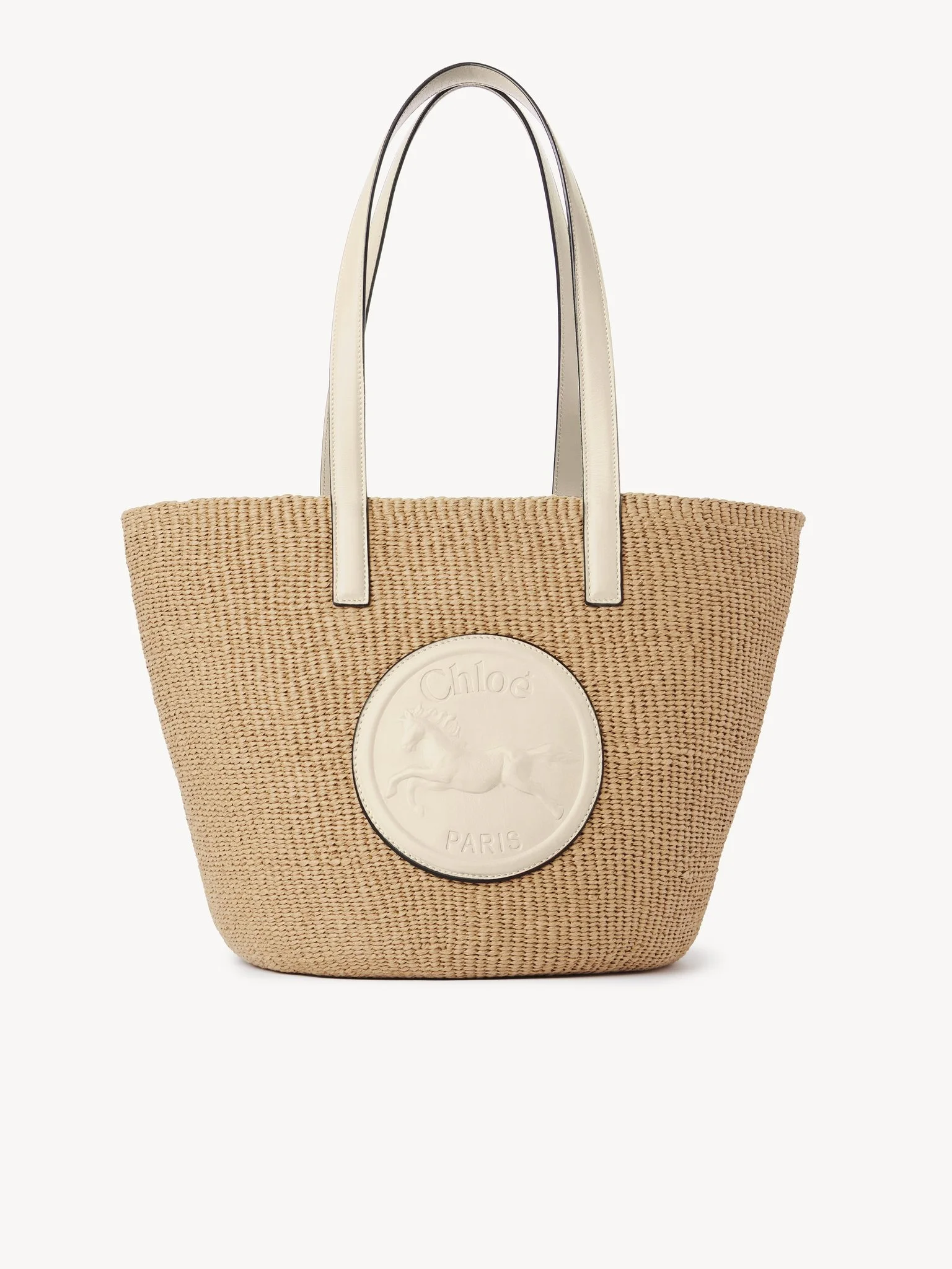 LARGE HORSE MEDAL BASKET IN NATURAL FIBERS - 1