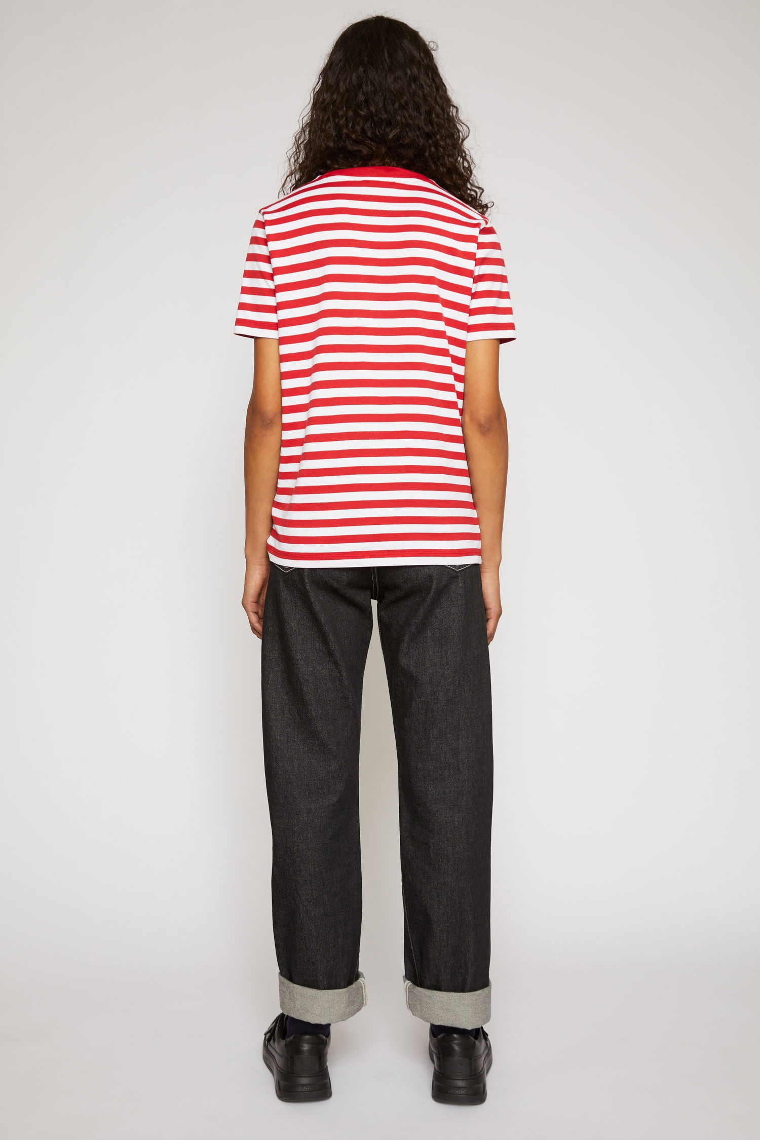 Slim fit striped t-shirt cherry red - 3