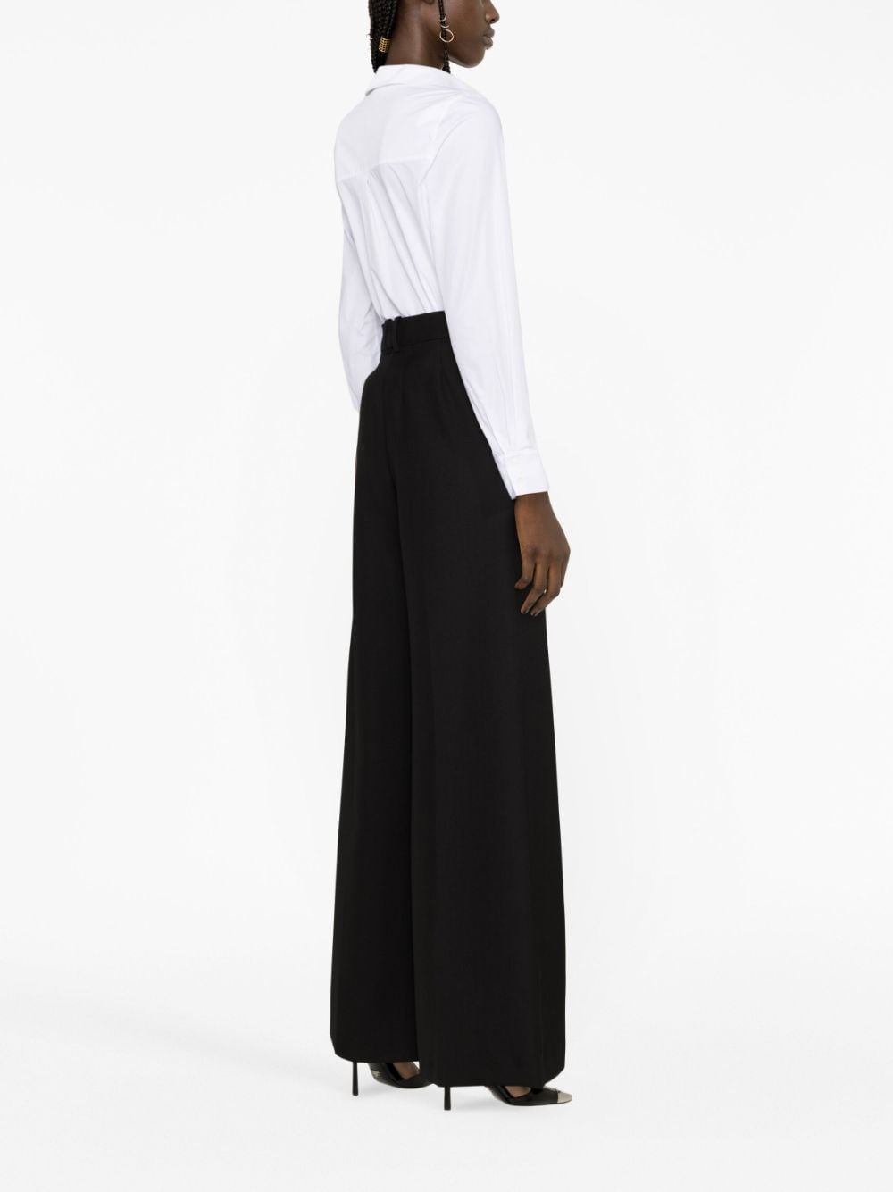 pleated wide-leg wool trousers - 4