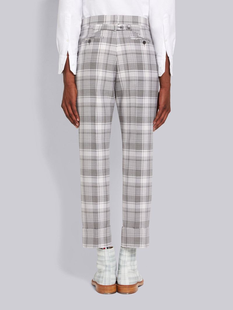 Medium Grey Hairline Madras Check Classic Backstrap Trouser 3