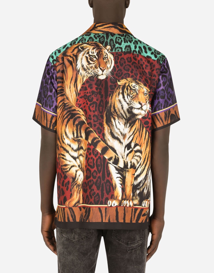 Tiger-print silk Hawaiian shirt - 2