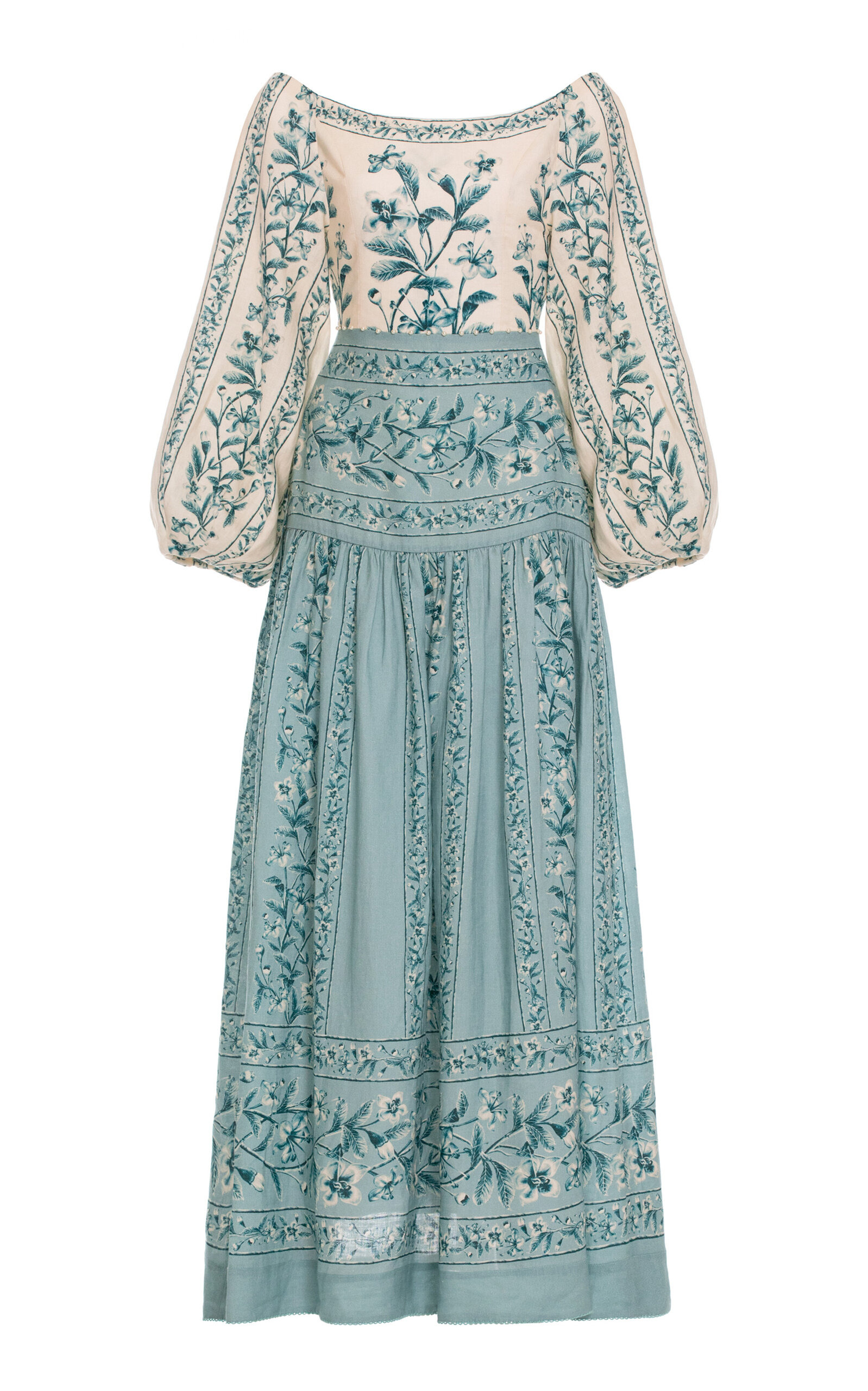 Senlis Off-The-Shoulder Linen Maxi Dress light blue - 1