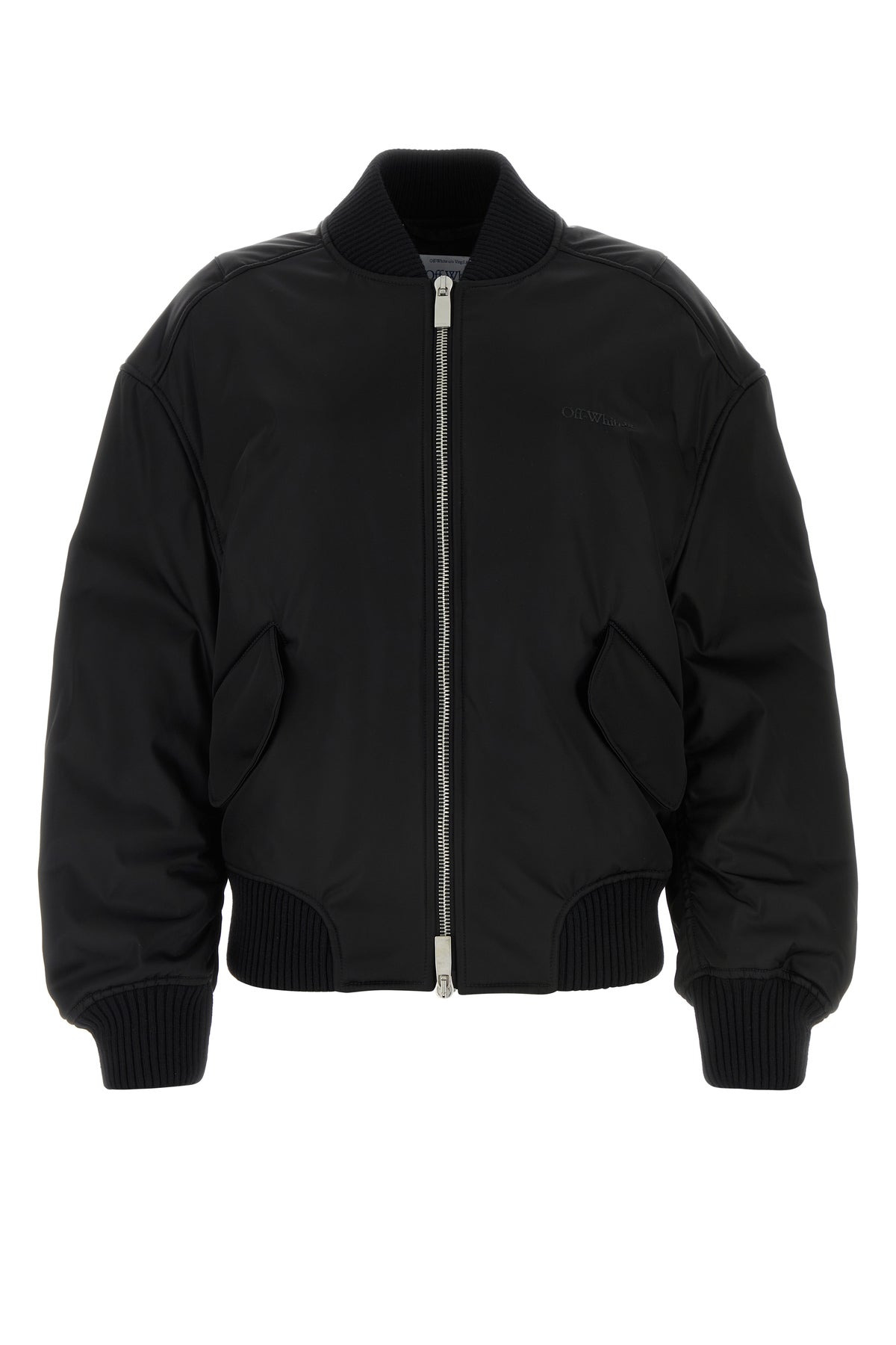 Black nylon blend bomber jacket - 1
