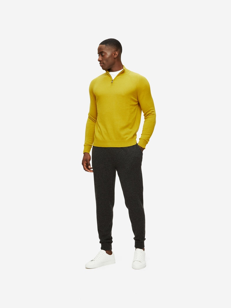 Derek Rose Men's Half-Zip Sweater Finley Cashmere Gold outlook